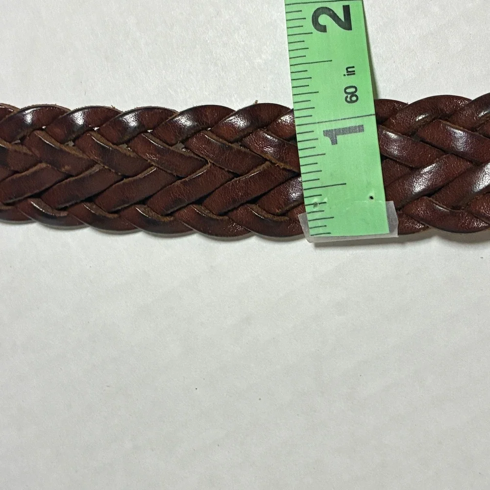 Vtg LL Bean Braided Leather Belt 44 Green Brown Heritage Preppy Gorpcore Y2K 90s